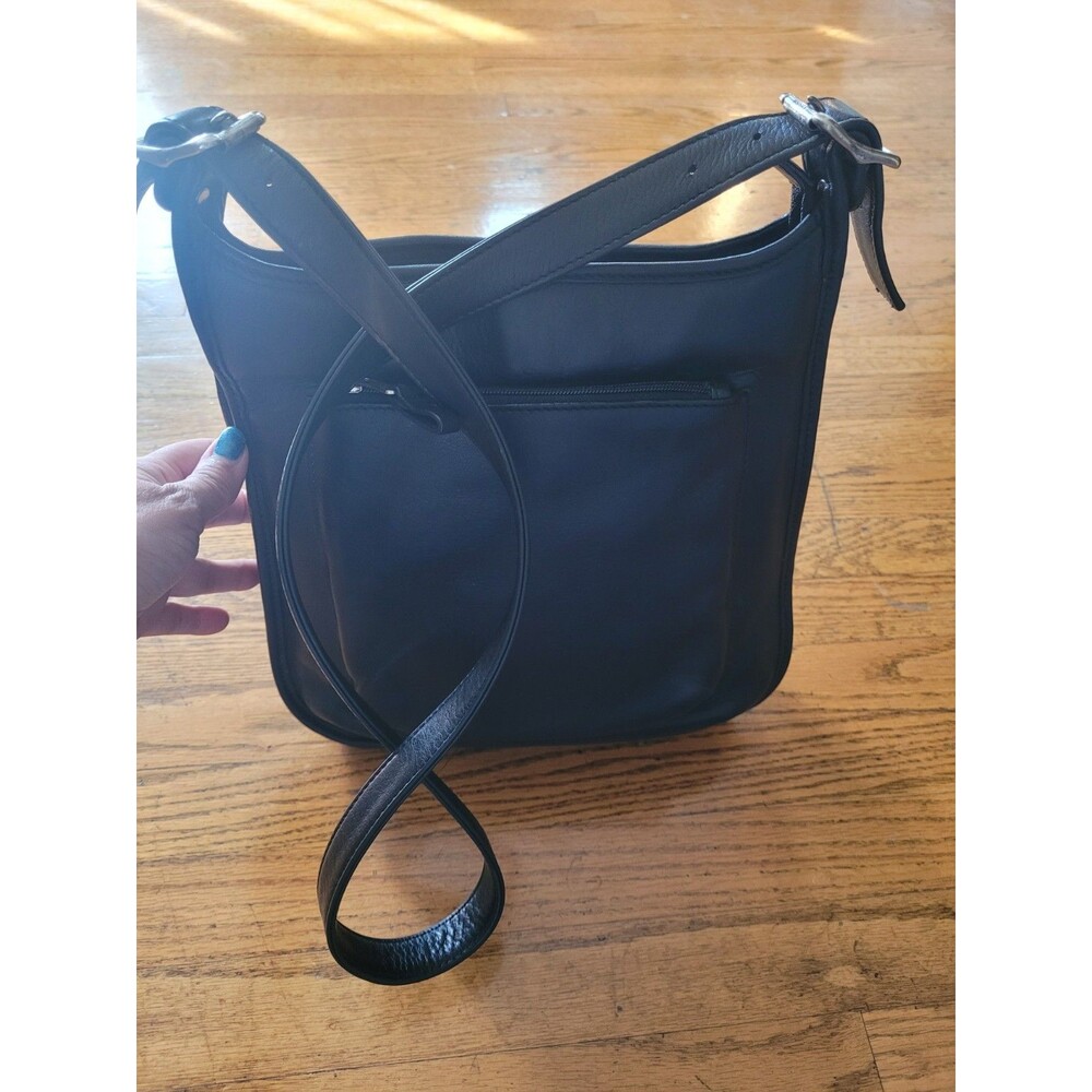 Vintage Y2K Fossil Black Leather Crossbody Handbag